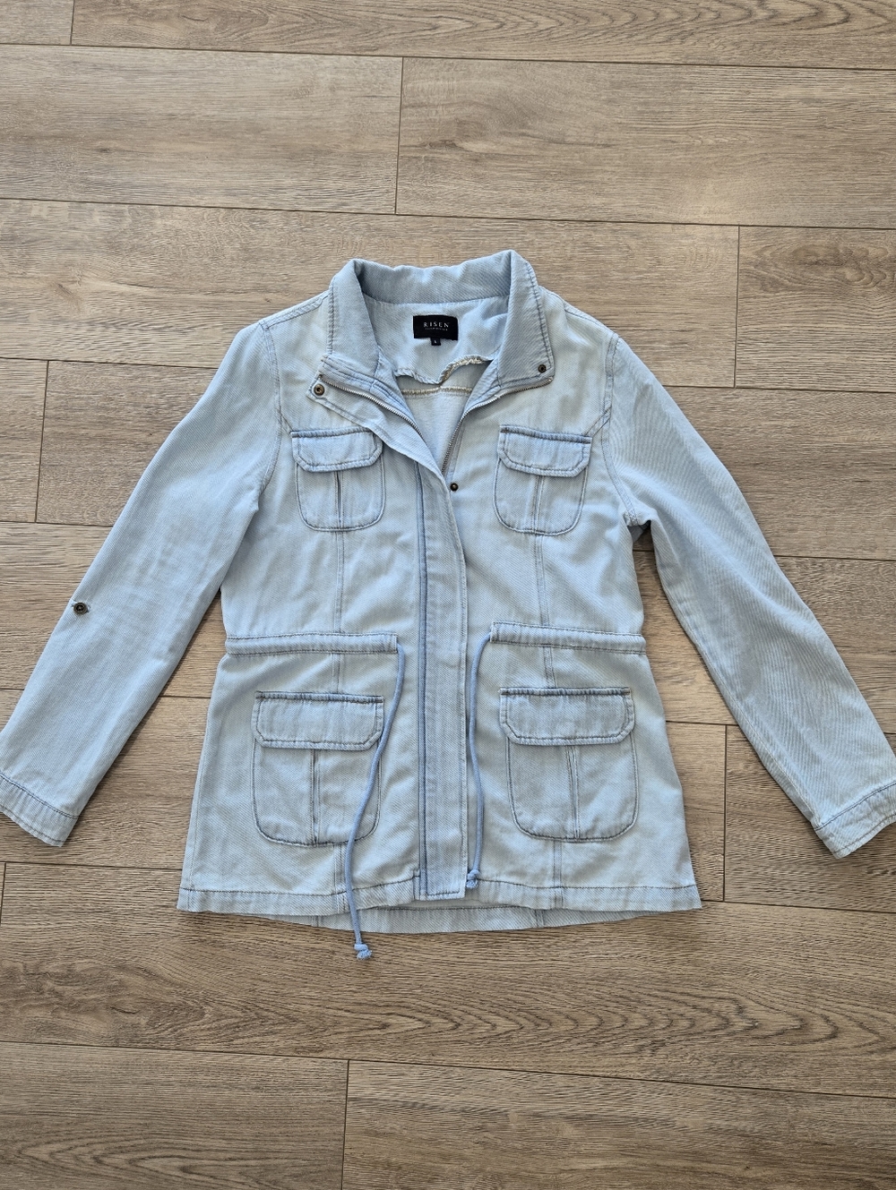 Risen Denim Light Blue Utility Jacket - Casual Women's Anorak